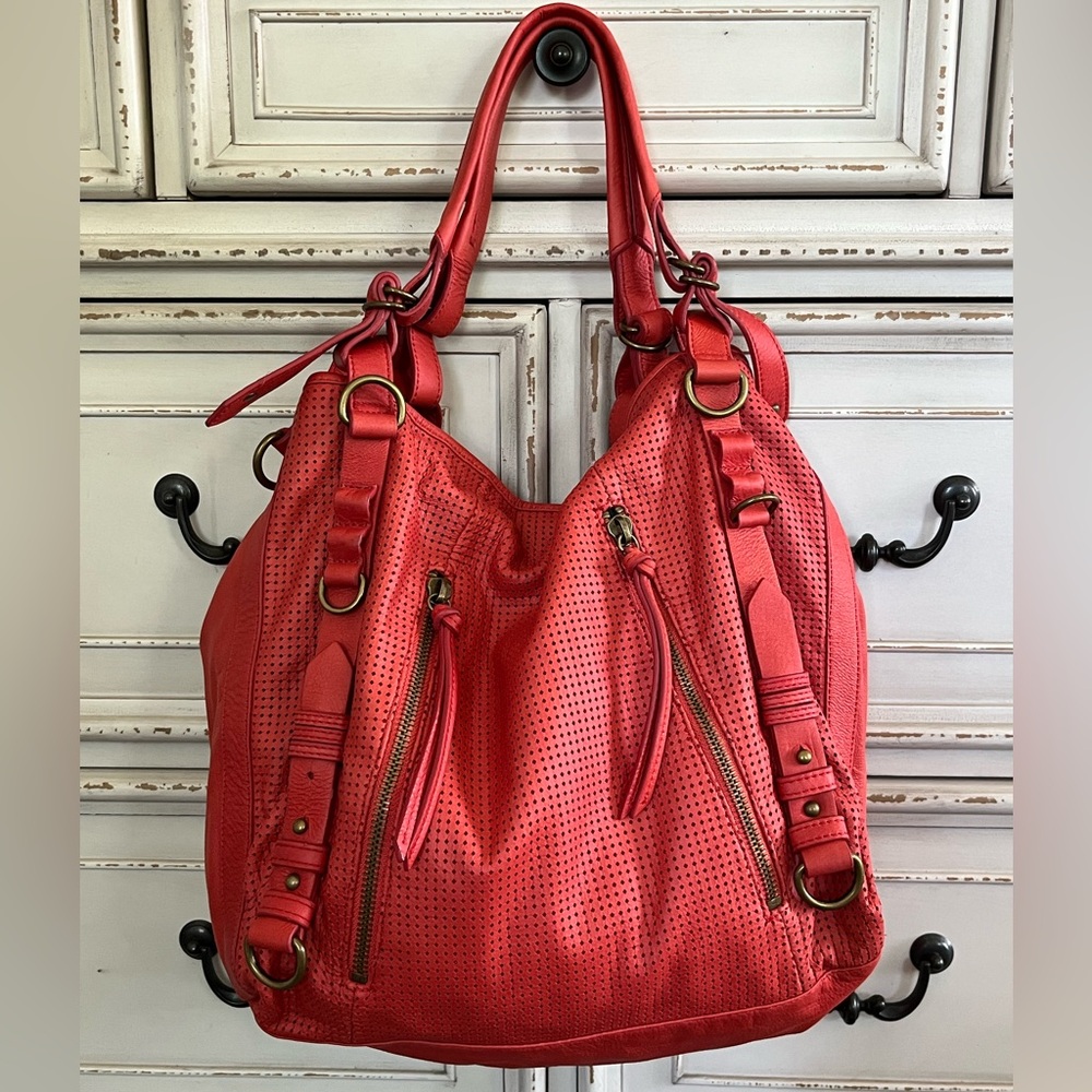 Joelle Hawkins Soft Leather‎ Slouchy Erin Large Perforated Lined Hobo